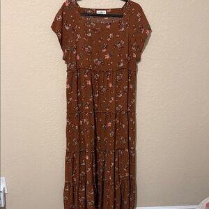 NATURAL LIFE Rust Floral Tiered Maxi Dress
